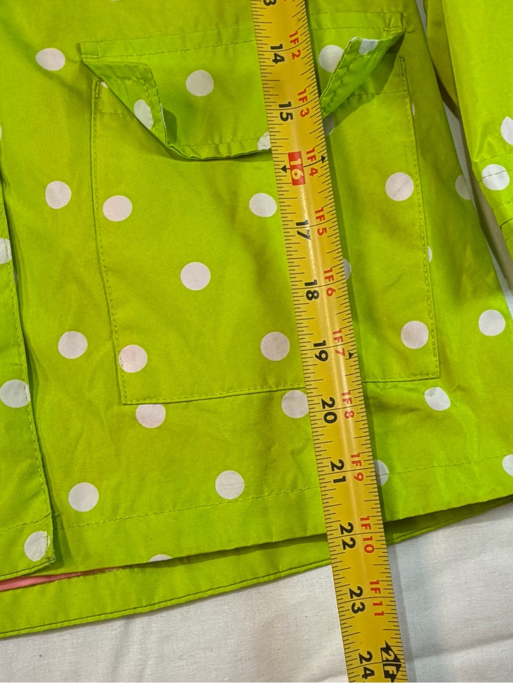London Fog Lime Green Polka Dot Kids Raincoat with Frog Hood - Picture 8 of 9